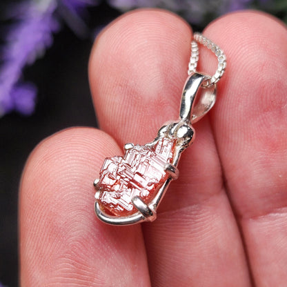 Etched Garnet Sterling Silver Pendant: Brazilian, Red Garnet Necklace