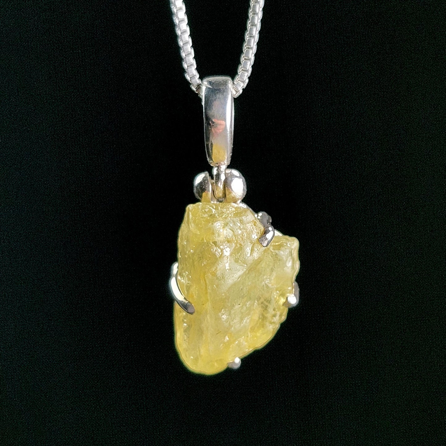 Raw Chrysoberyl Crystal Pendant: Sterling Silver Chrysoberyl Necklace