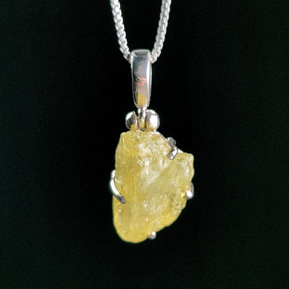 Raw Chrysoberyl Crystal Pendant: Sterling Silver Chrysoberyl Necklace