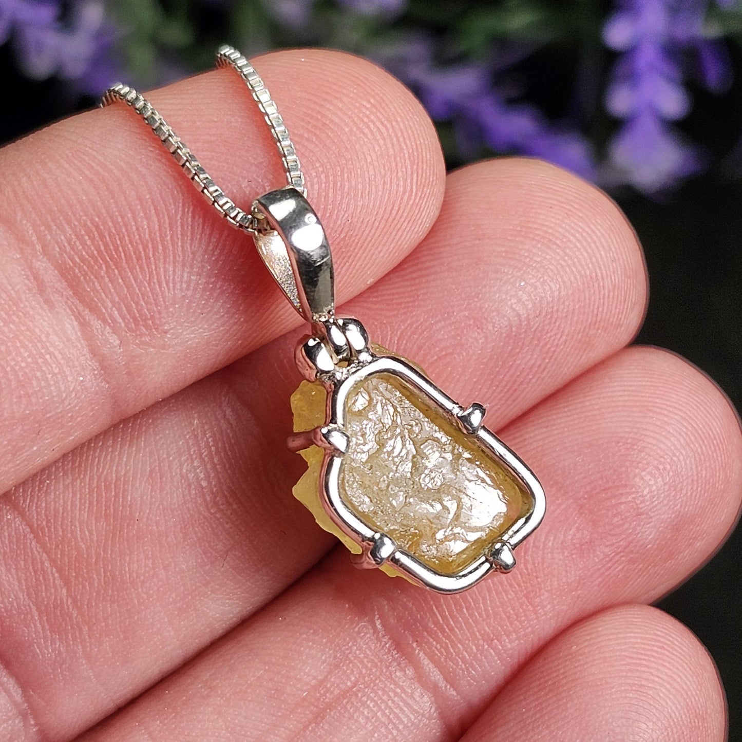 Raw Chrysoberyl Crystal Pendant: Sterling Silver Chrysoberyl Necklace