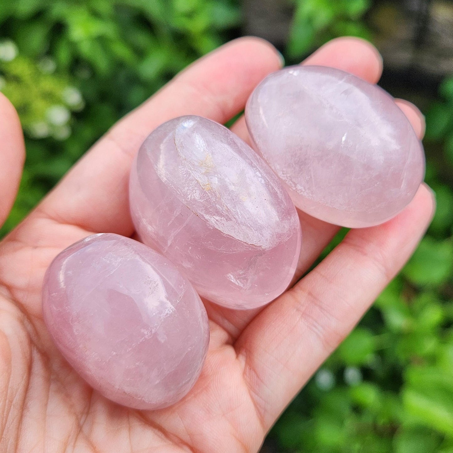 Rose Quartz Crystal Palm Stone, Polished Rose Quartz