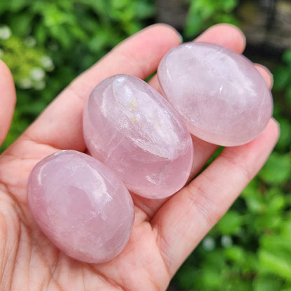 Rose Quartz Crystal Palm Stone, Polished Rose Quartz