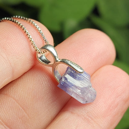Tanzanite Crystal Sterling Silver Pendant, Raw Tanzanite Stone Jewelry
