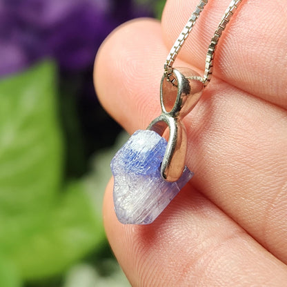 Tanzanite Crystal Sterling Silver Pendant, Raw Tanzanite Stone Jewelry