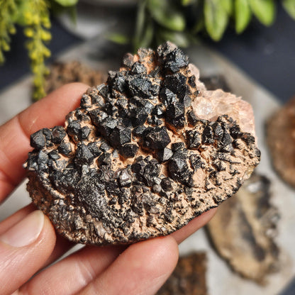 Black Hematite Quartz Cluster: Madagascar Black Quartz Crystals