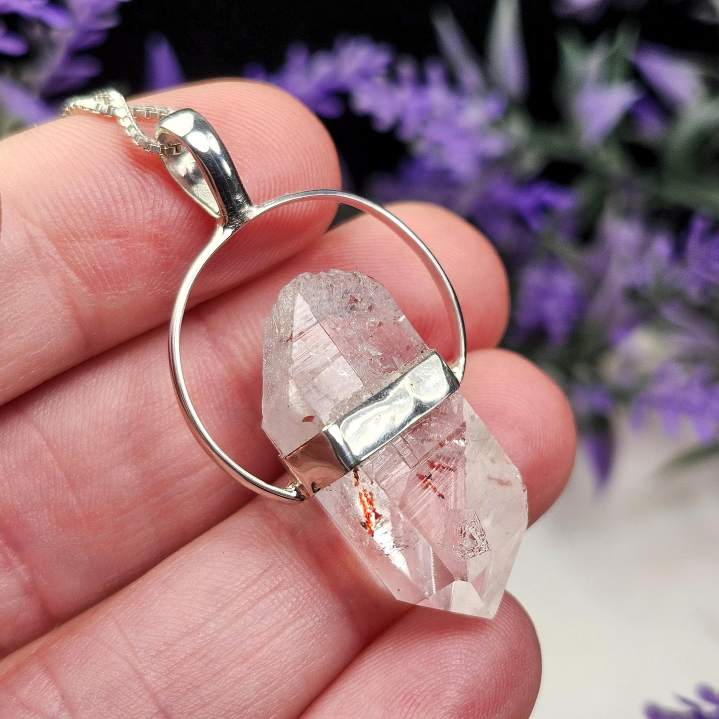 Harlequin Brandberg Quartz Sterling Silver Pendant