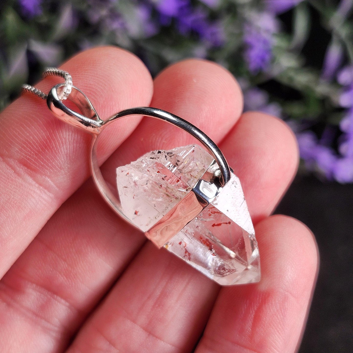 Harlequin Brandberg Quartz Sterling Silver Pendant