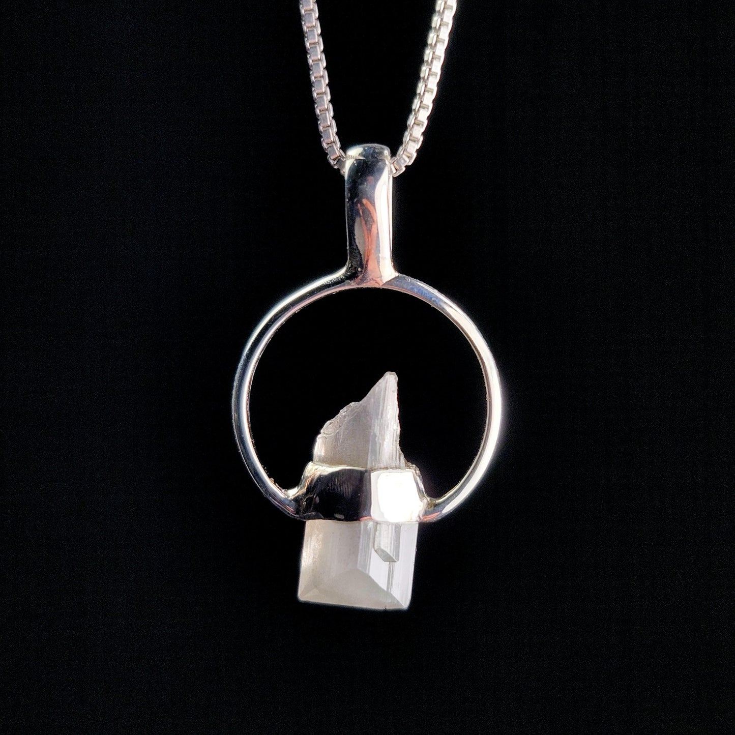 Siberian Danburite Sterling Silver Pendant: Rare Crystal Jewelry