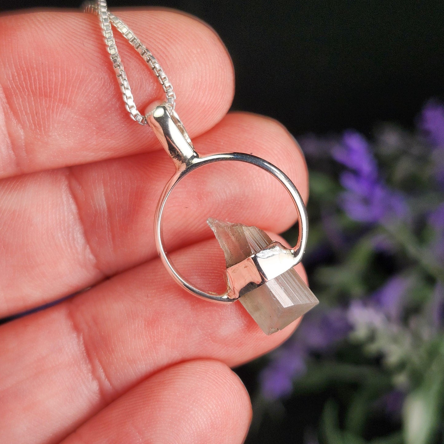 Siberian Danburite Sterling Silver Pendant: Rare Crystal Jewelry