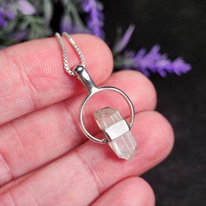 Siberian Danburite Sterling Silver Pendant: Rare Crystal Jewelry