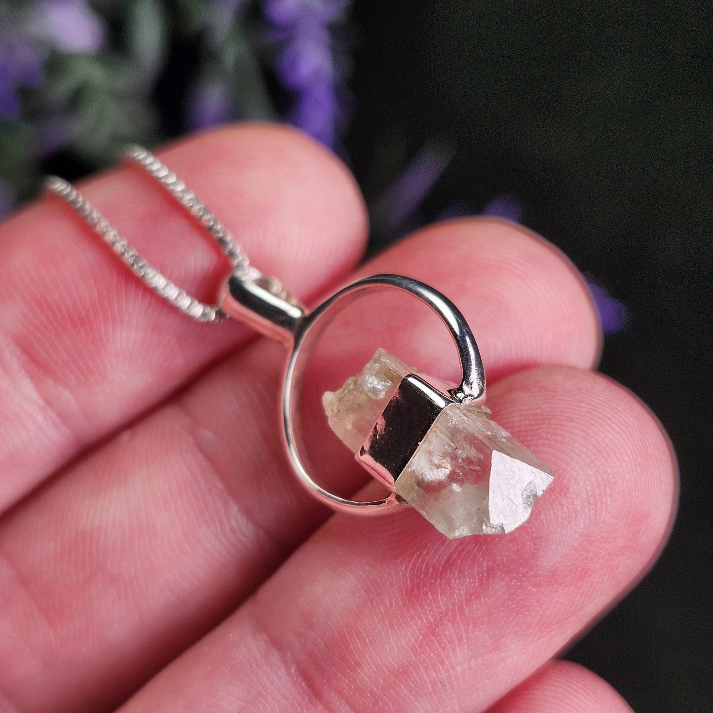Siberian Danburite Sterling Silver Pendant: Rare Crystal Jewelry