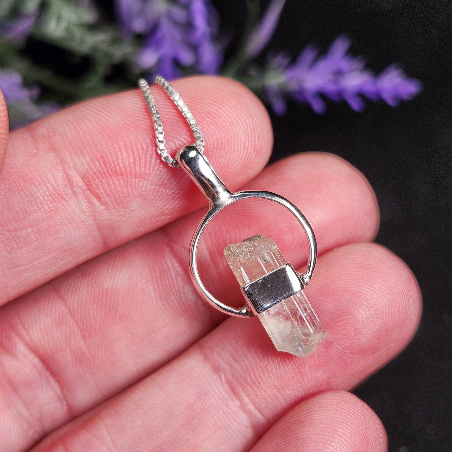 Siberian Danburite Sterling Silver Pendant: Rare Crystal Jewelry