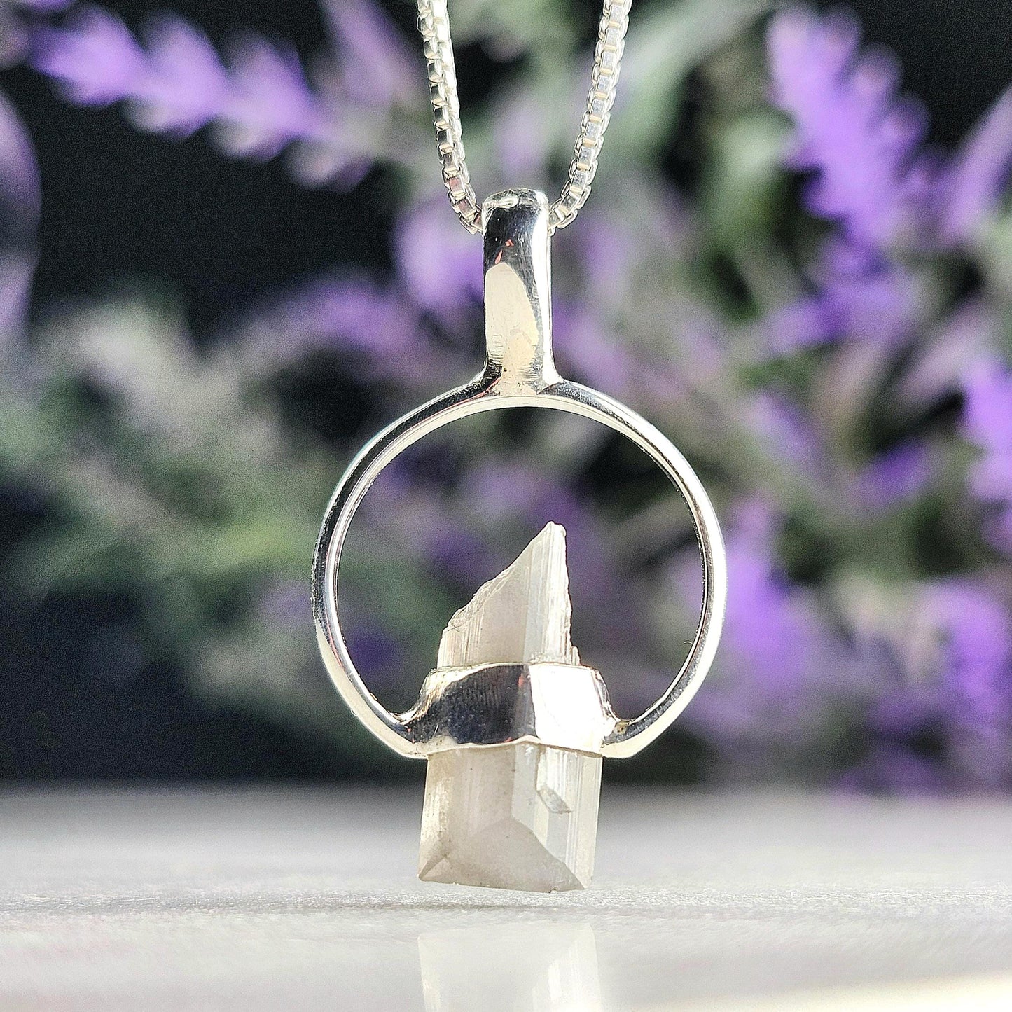 Siberian Danburite Sterling Silver Pendant: Rare Crystal Jewelry