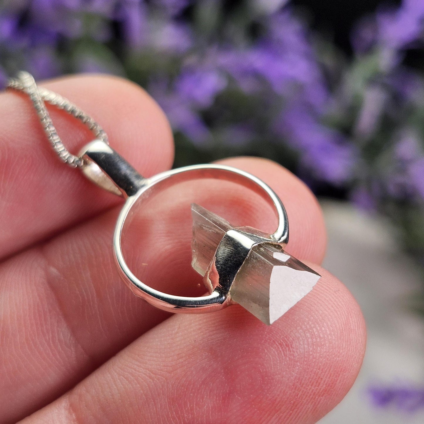 Siberian Danburite Sterling Silver Pendant: Rare Crystal Jewelry