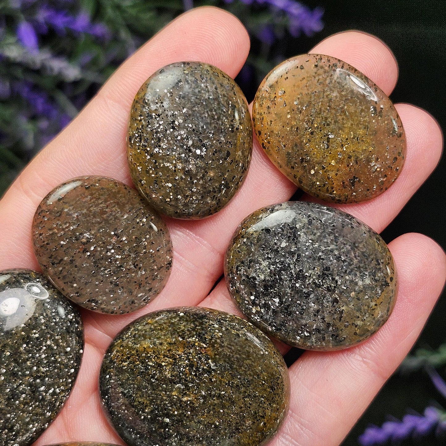 Hematite Black "Sunstone" Quartz Cabochon