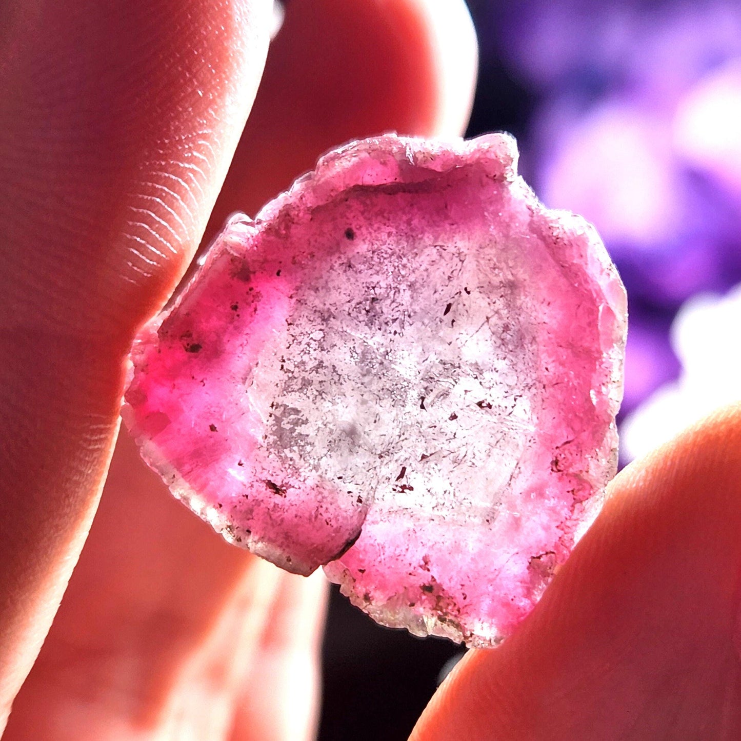 Purple & Pink Tourmaline Slice 5.40g, Watermelon Tourmaline Crystal – Polished Tourmaline Slice