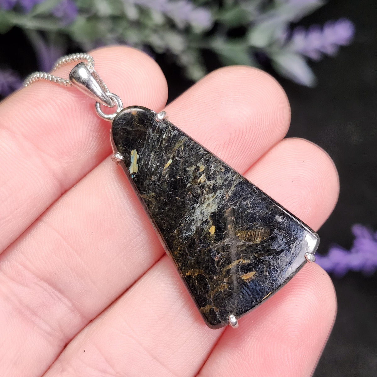 Greenland Nuummite Pendant, Rare Authentic Collector's Crystal