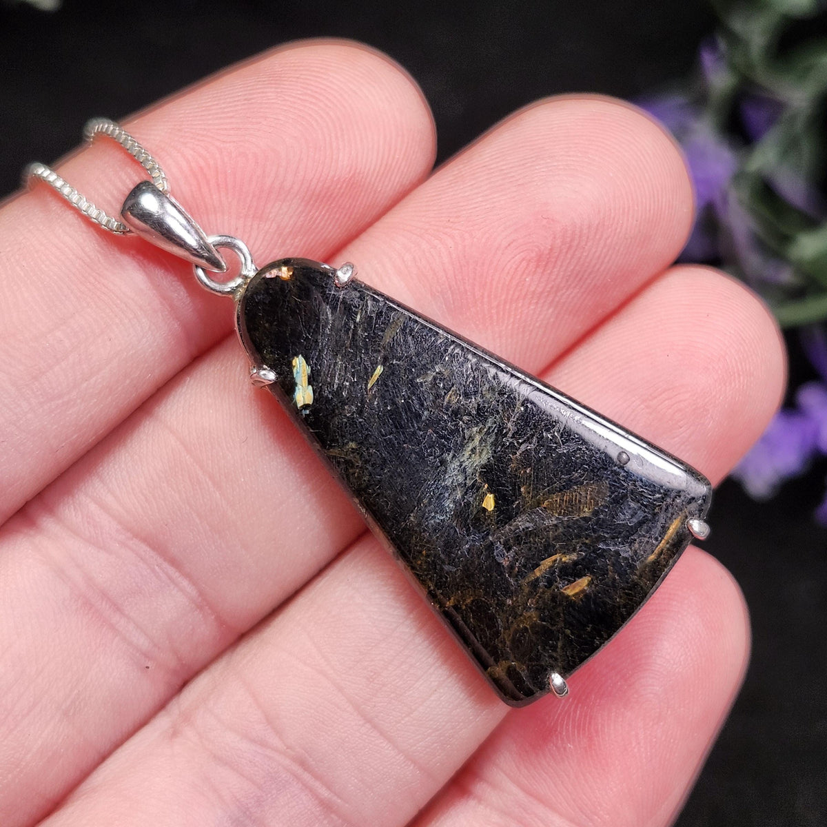 Greenland Nuummite Pendant, Rare Authentic Collector's Crystal