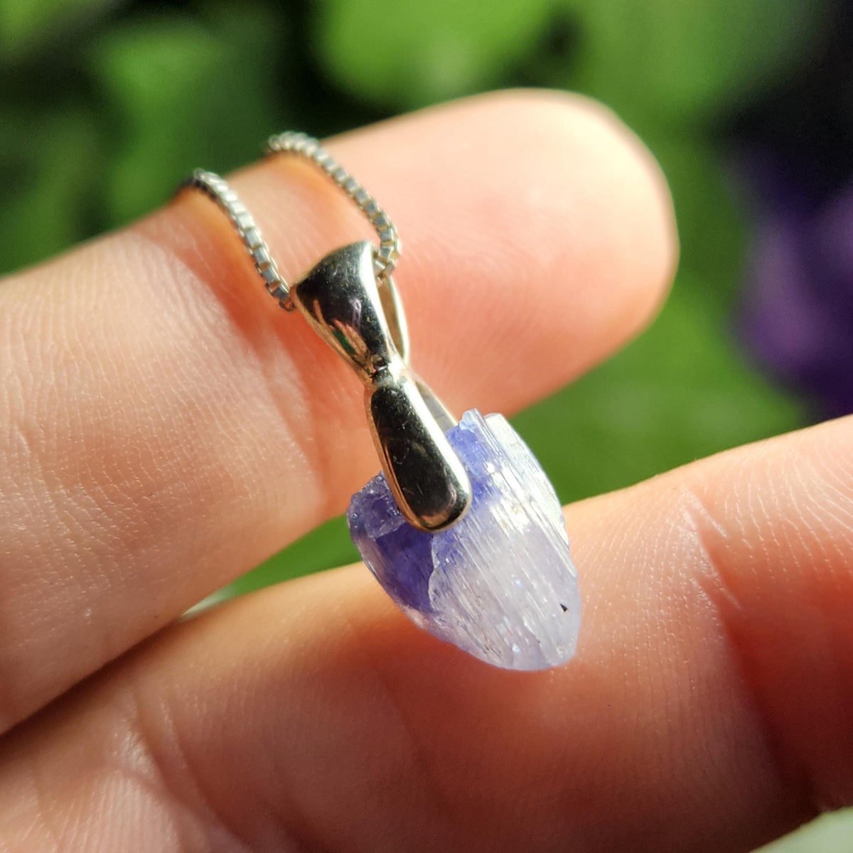 Tanzanite Crystal Sterling Silver Pendant, Raw Tanzanite Stone Jewelry