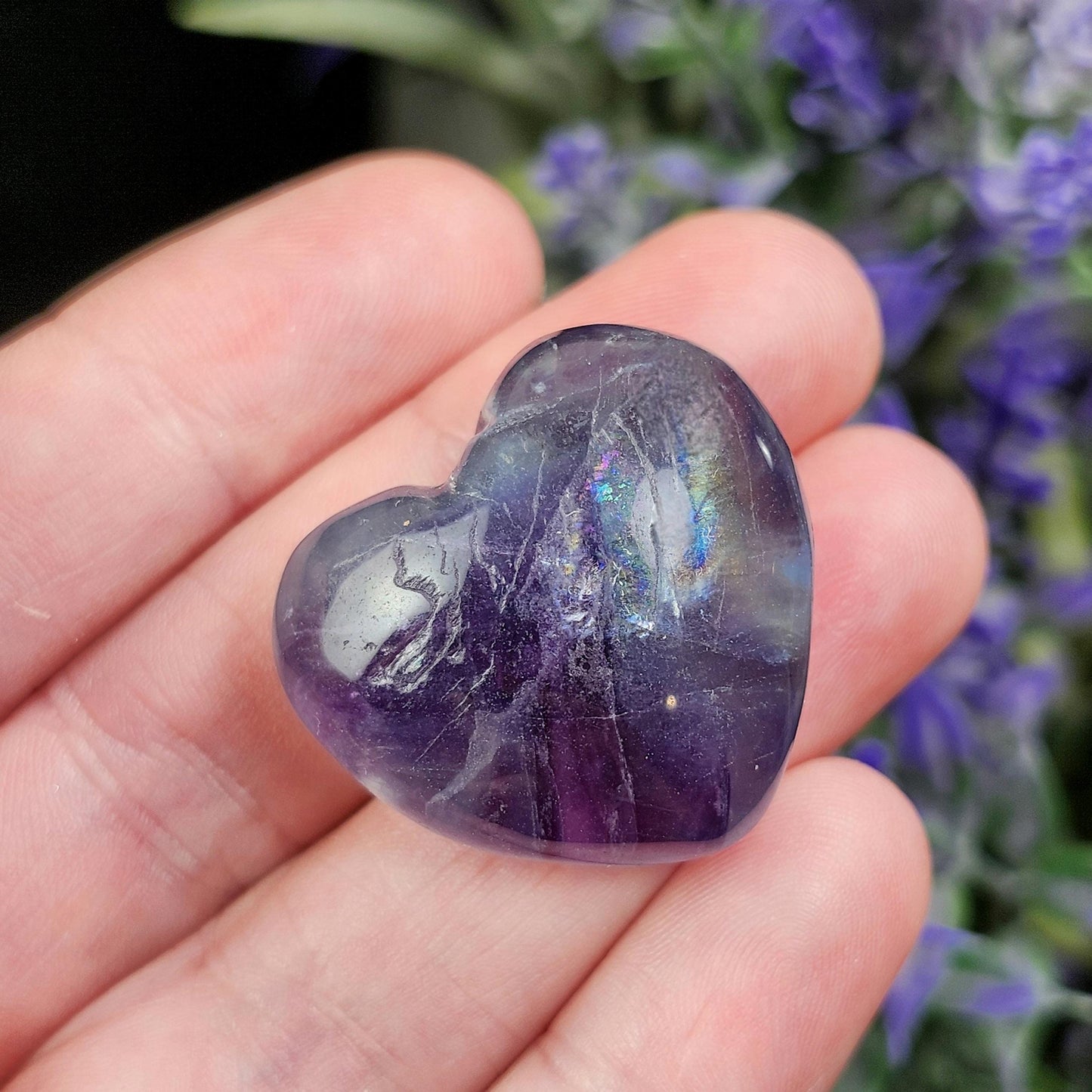 Rainbow Fluorite Heart