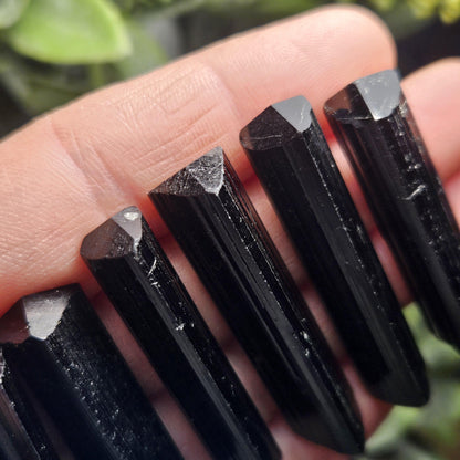 Black Tourmaline Crystal Wand, 1.5"+ Terminated & Natural