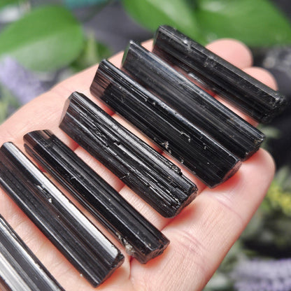 Black Tourmaline Crystal Wand, 1.5"+ Terminated & Natural