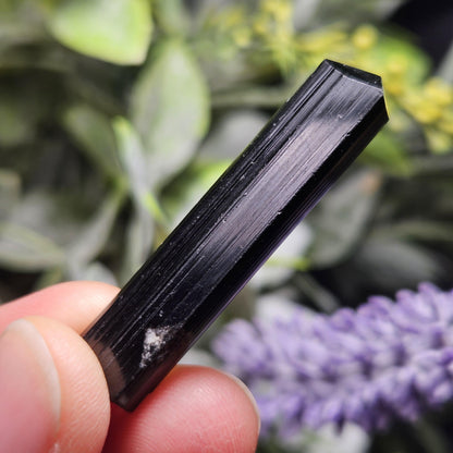 Black Tourmaline Crystal Wand, 1.5"+ Terminated & Natural