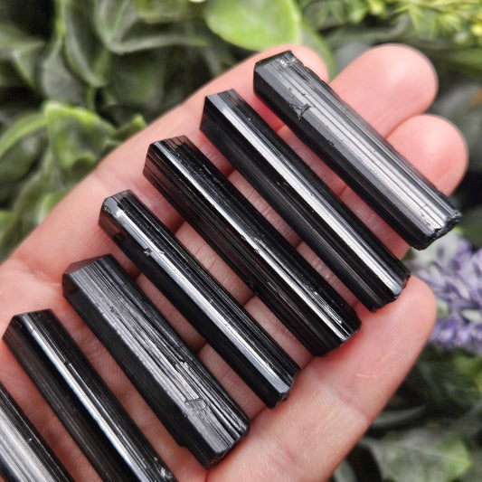 Black Tourmaline Crystal Wand, 1.5"+ Terminated & Natural