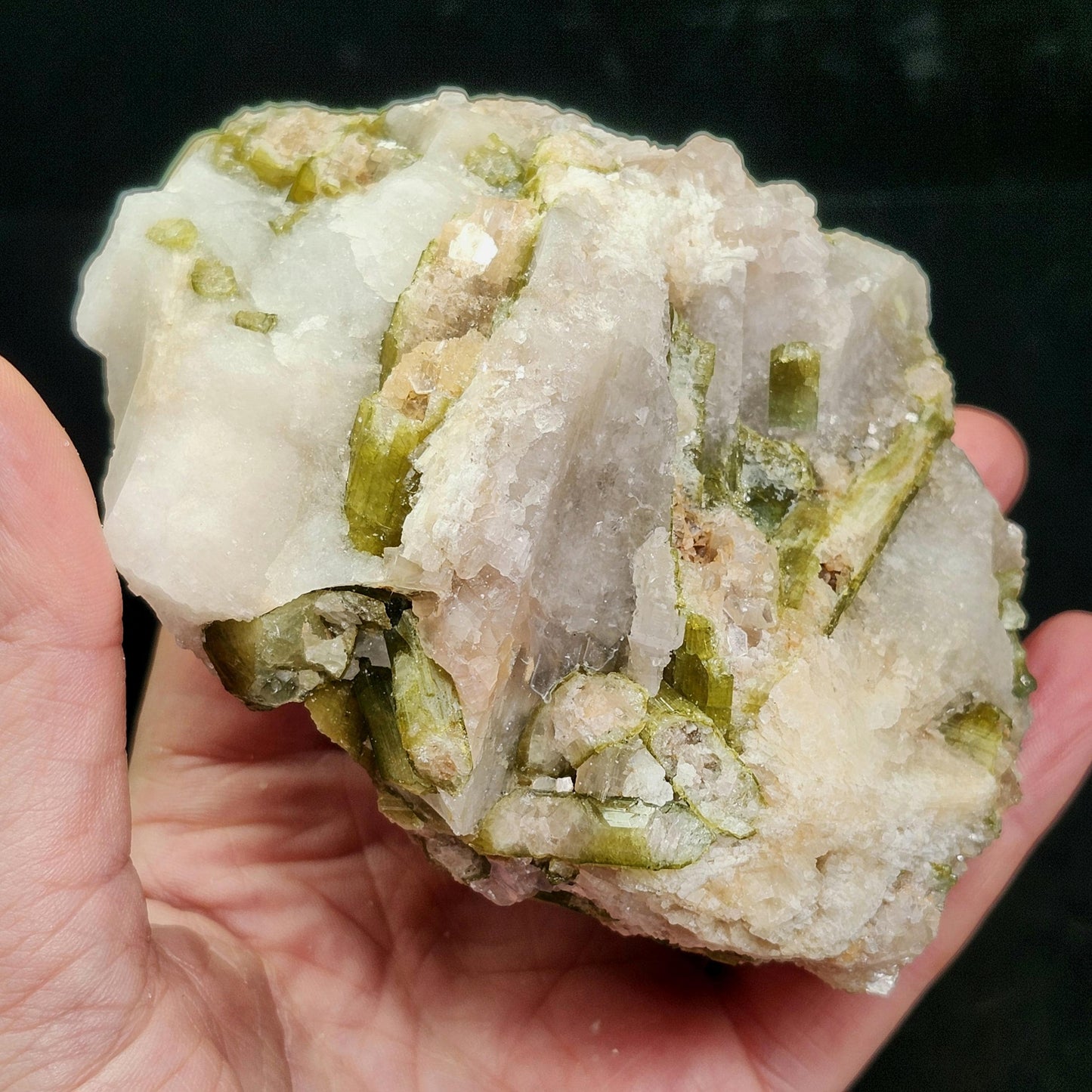 HUGE Watermelon Tourmaline & Quartz Crystal