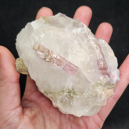 Watermelon Tourmaline & Quartz Crystal 343g