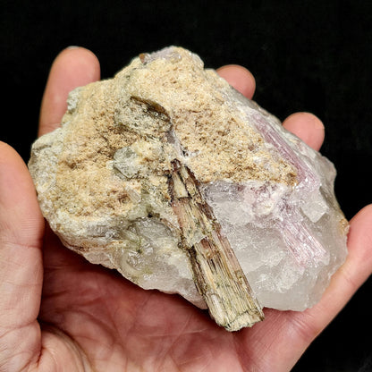 Watermelon Tourmaline & Quartz Crystal 343g