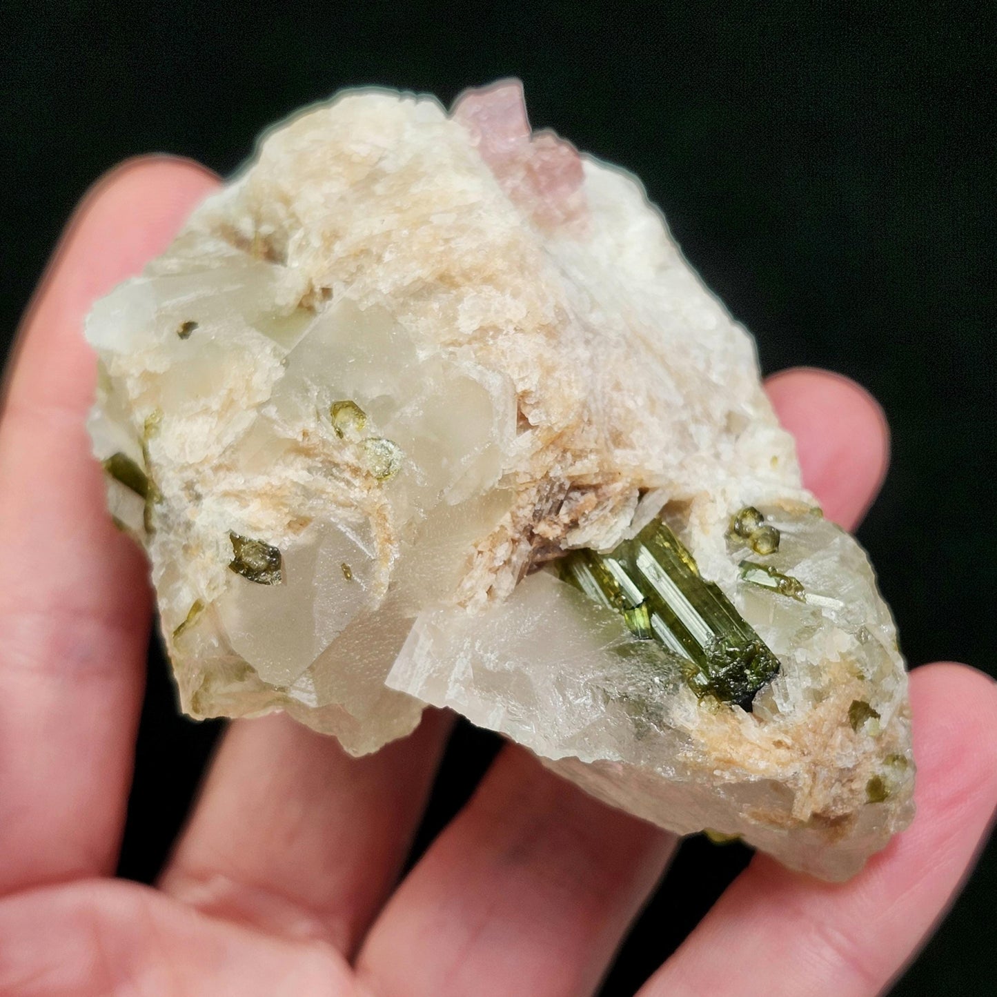 Watermelon Tourmaline & Quartz Crystal 158g