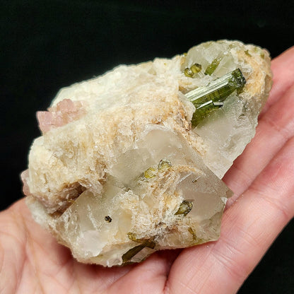 Watermelon Tourmaline & Quartz Crystal 158g