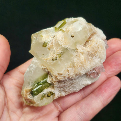 Watermelon Tourmaline & Quartz Crystal 158g