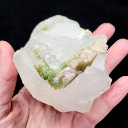 Watermelon Tourmaline & Quartz Crystal 389g