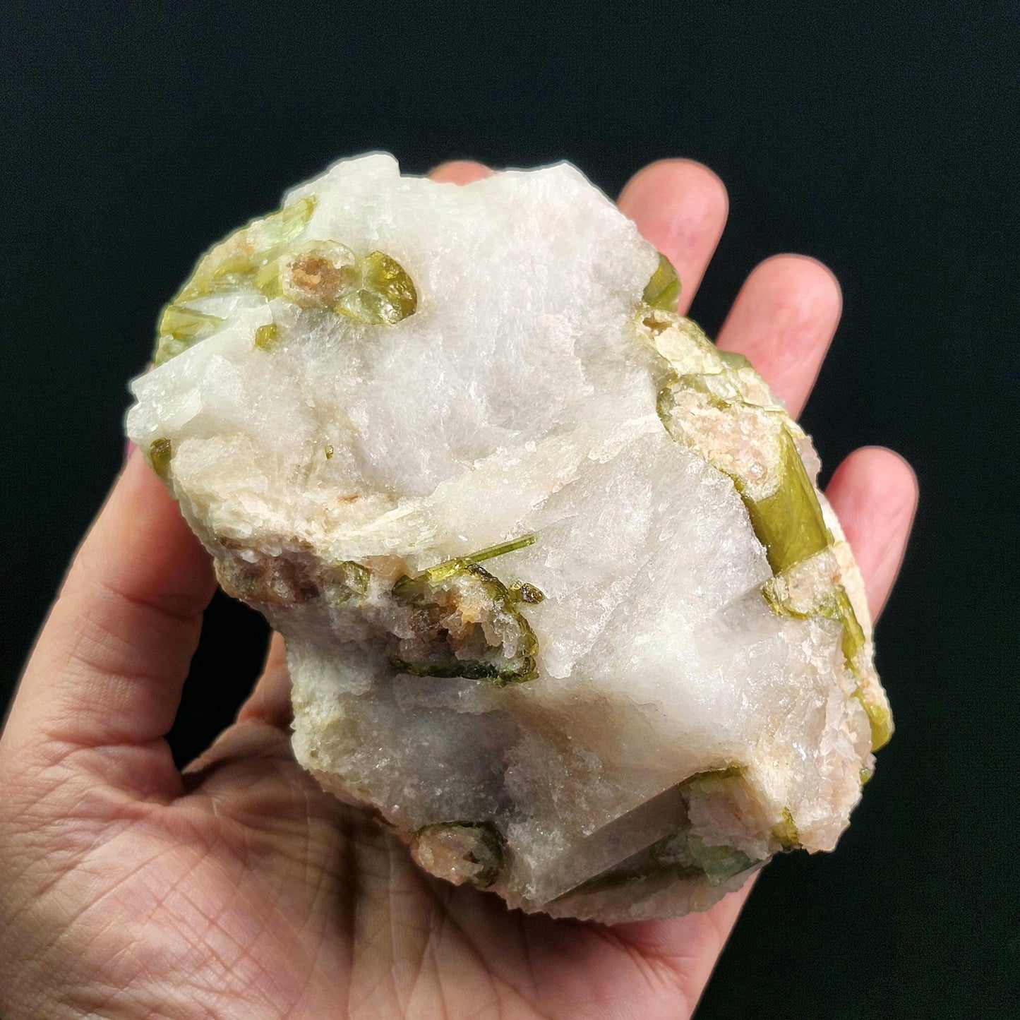 HUGE Watermelon Tourmaline & Quartz Crystal