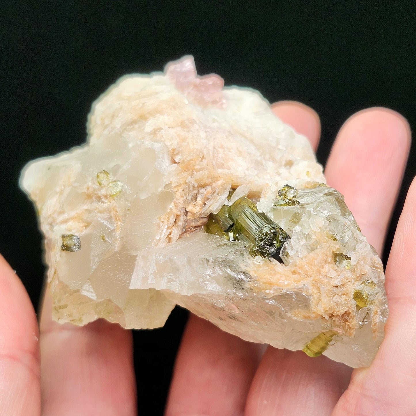 Watermelon Tourmaline & Quartz Crystal 158g