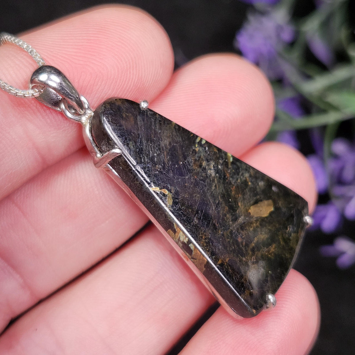 Greenland Nuummite Pendant, Rare Authentic Collector's Crystal