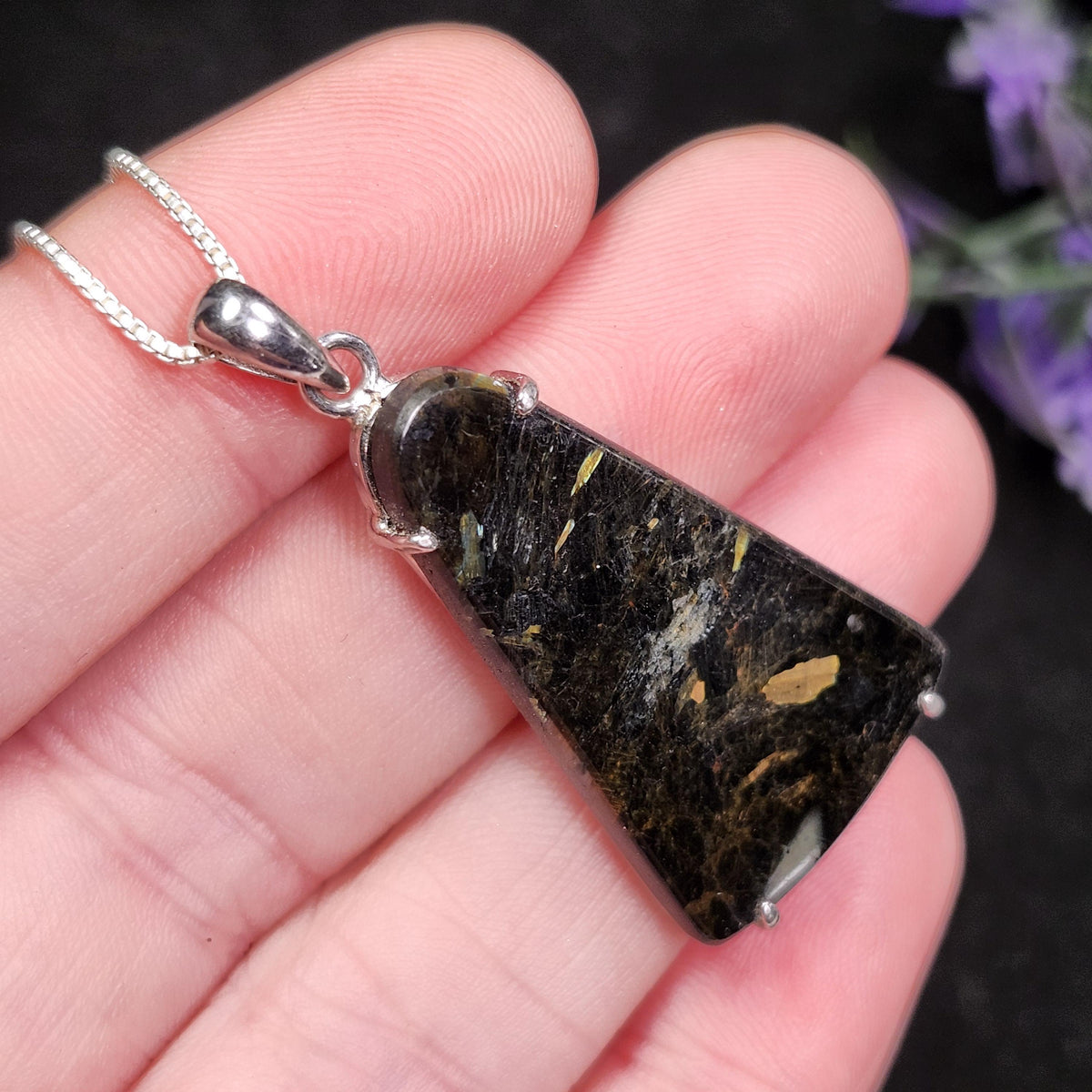 Greenland Nuummite Pendant, Rare Authentic Collector's Crystal