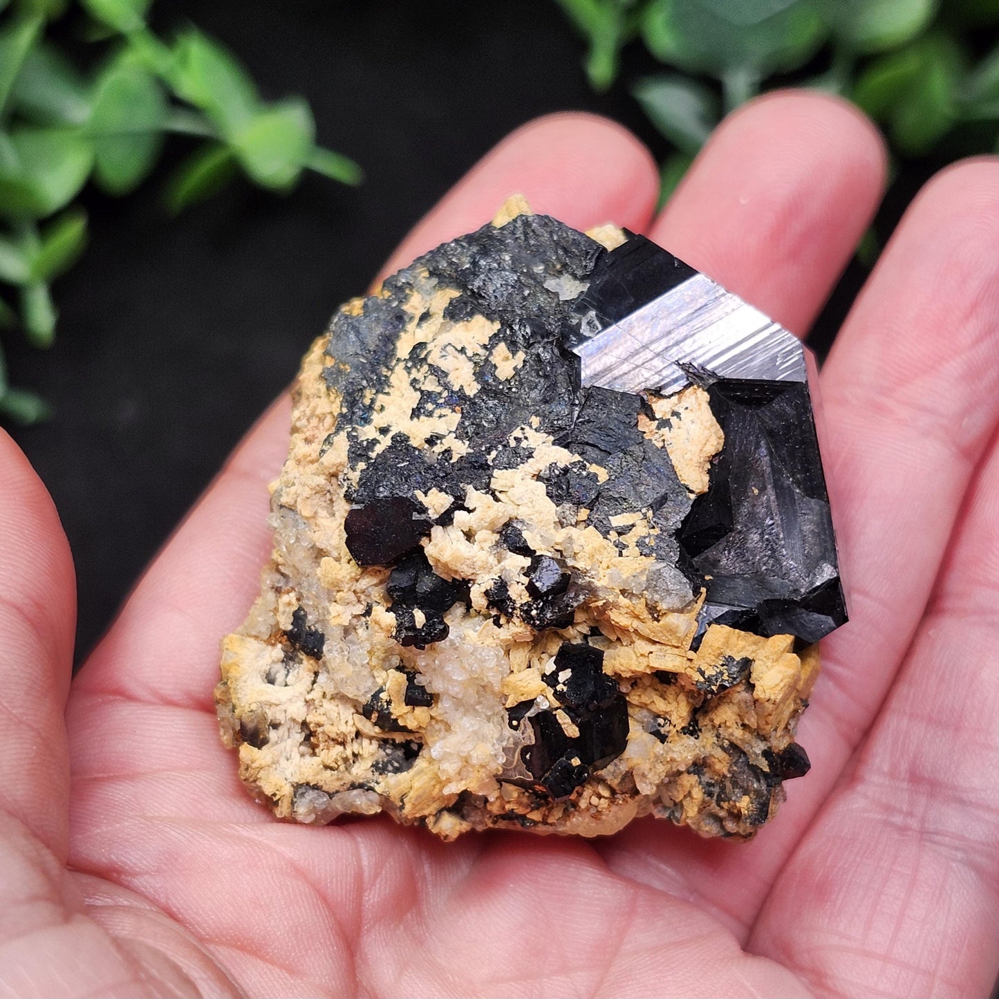 Hyalite Opal & Black Tourmaline 87g