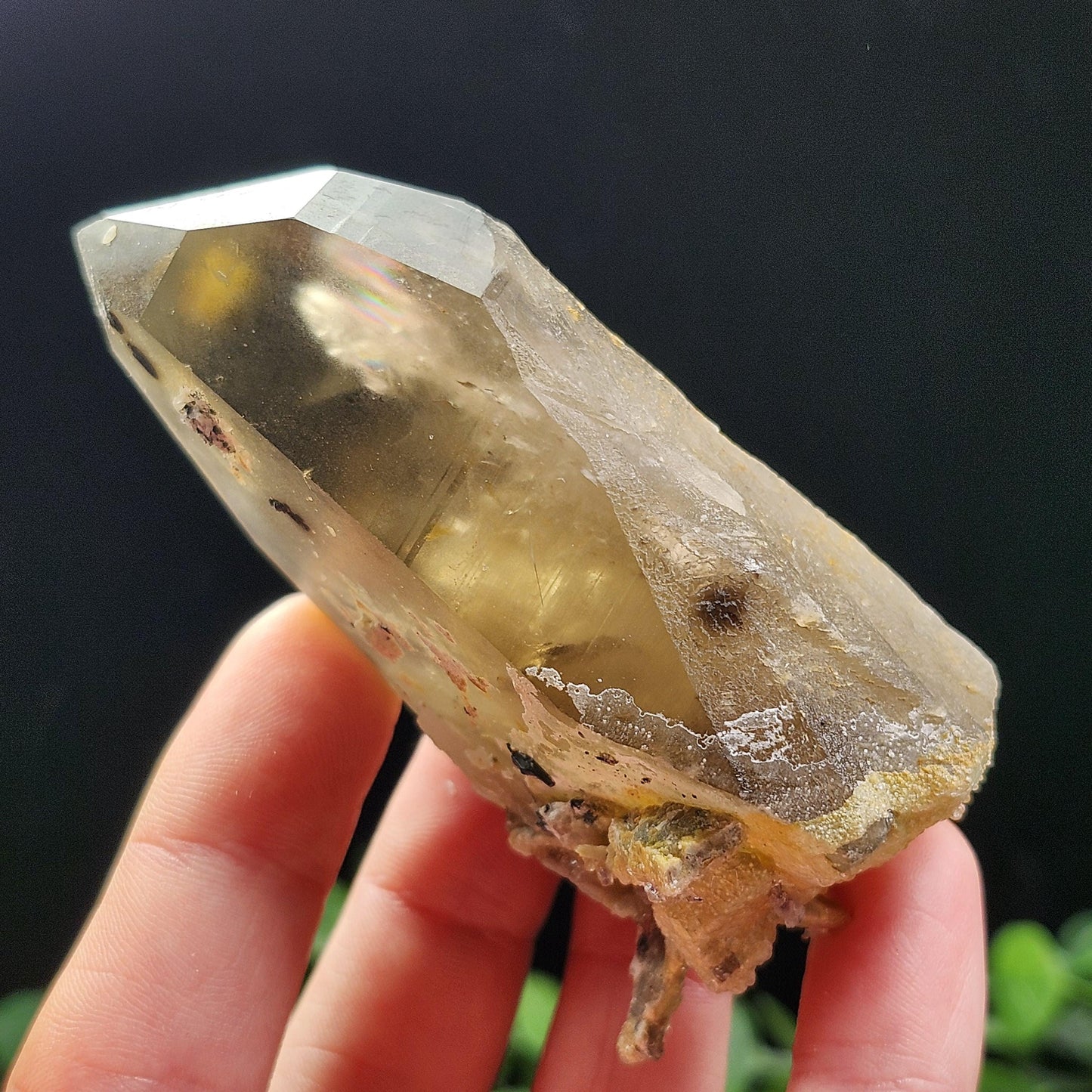 Hyalite Opal on Smoky Quartz Crystal 129.9g, Namibian Crystal Specimen