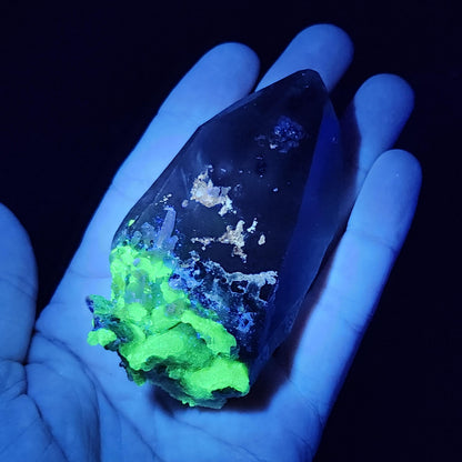 Hyalite Opal on Smoky Quartz Crystal 129.9g, Namibian Crystal Specimen