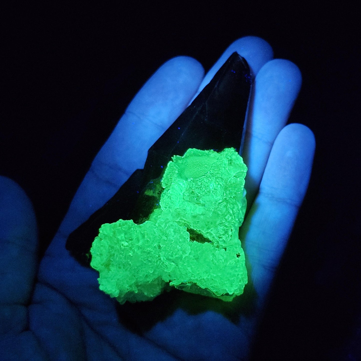 Hyalite Opal on Smoky Quartz Cluster 79g