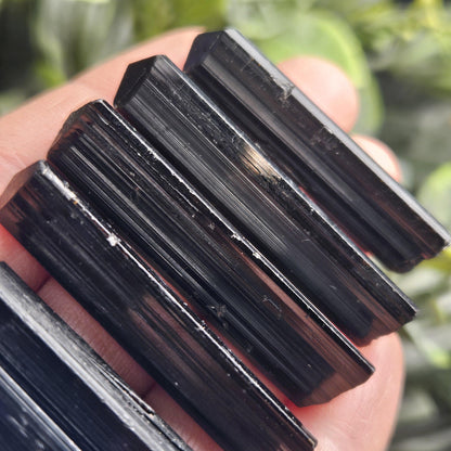 Black Tourmaline Crystal Wand, 1.5"+ Terminated & Natural