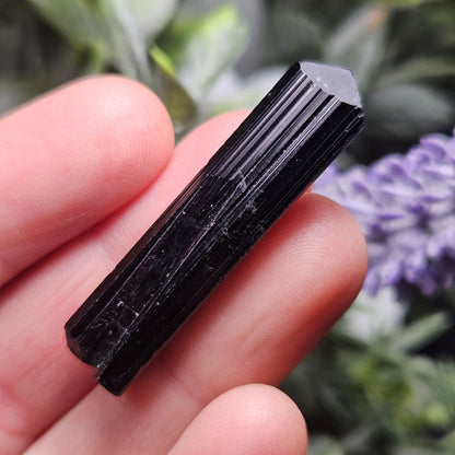 Black Tourmaline Crystal Wand, 1.5"+ Terminated & Natural
