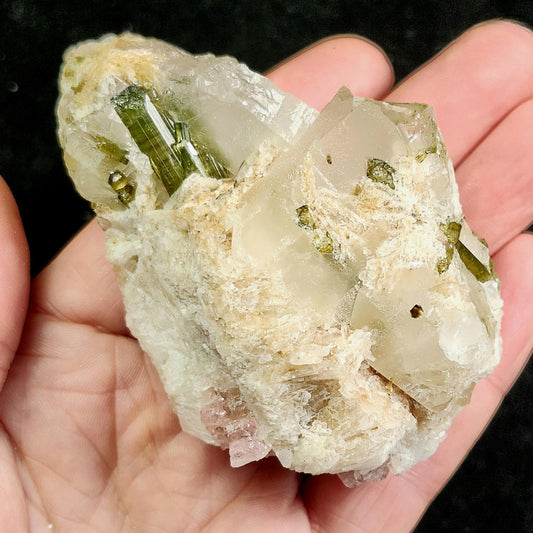 Watermelon Tourmaline & Quartz Crystal 158g