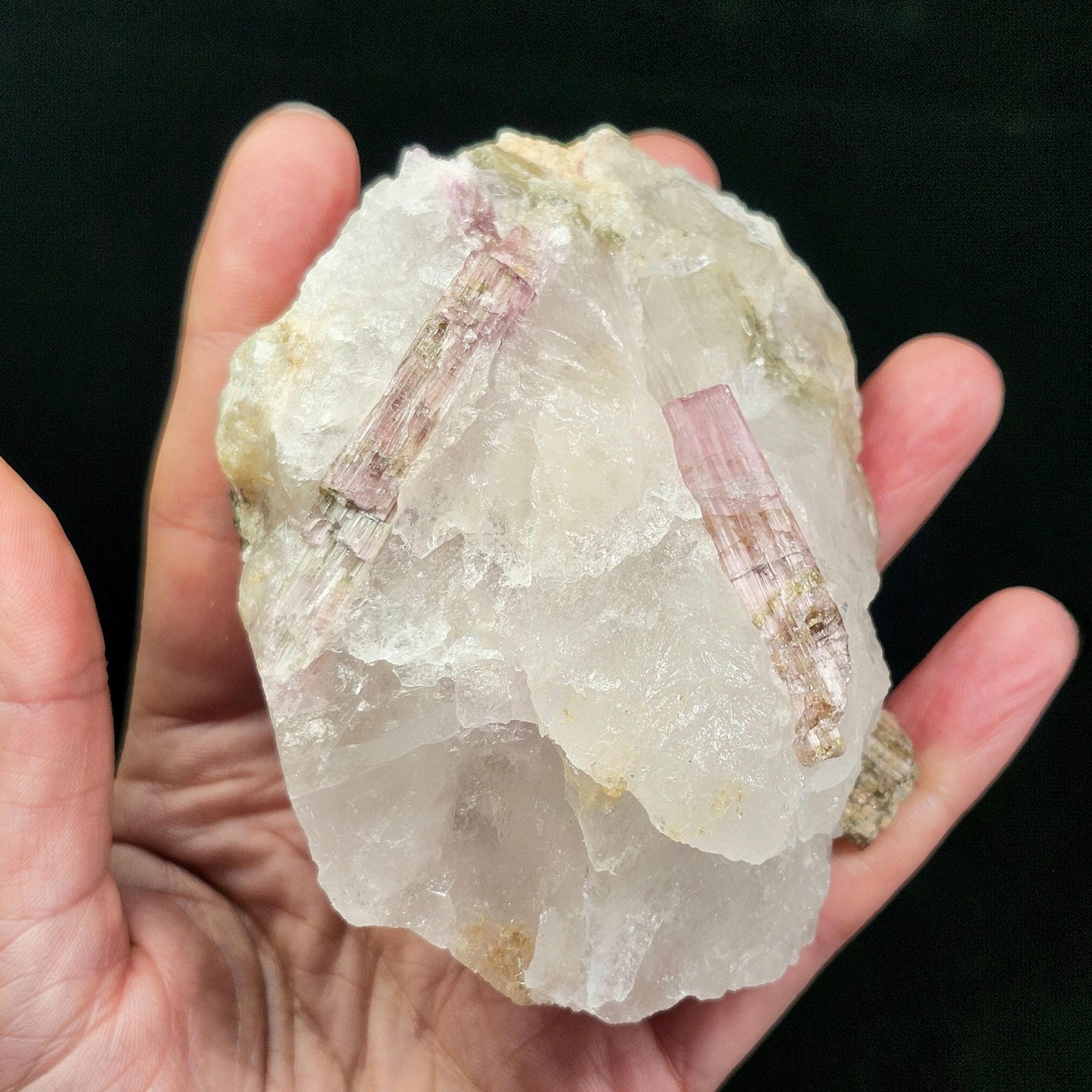 Watermelon Tourmaline & Quartz Crystal 343g