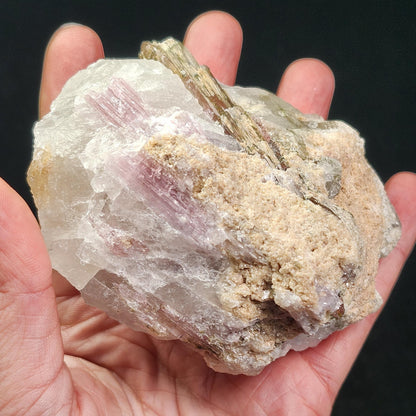 Watermelon Tourmaline & Quartz Crystal 343g