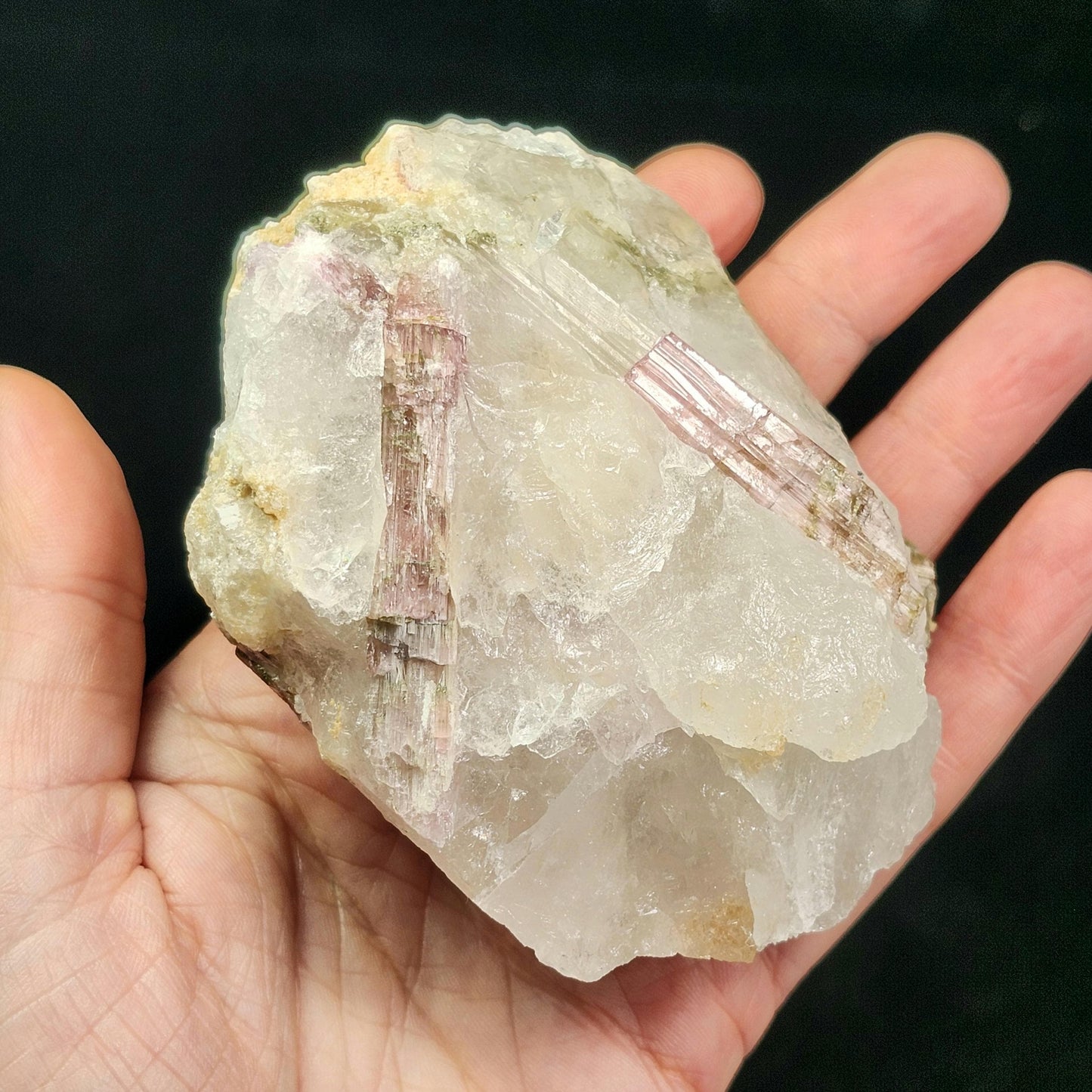 Watermelon Tourmaline & Quartz Crystal 343g