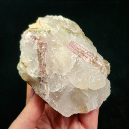 Watermelon Tourmaline & Quartz Crystal 343g